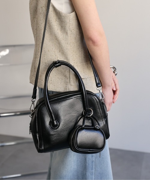 ap retro(アプレトロ)の「ミニBAG付ハンドバッグ / ショルダーバッグ(ハンドバッグ・レディース・シルバー/ライトベージュ/ブラック・FREE)」の4枚目の写真