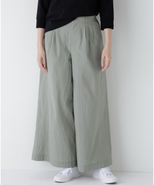 【未使用品】HUMAN WOMAN コットンリネンワイドパンツ human woman｜◇エアリーコットンタックワイドパンツ | Rakuten