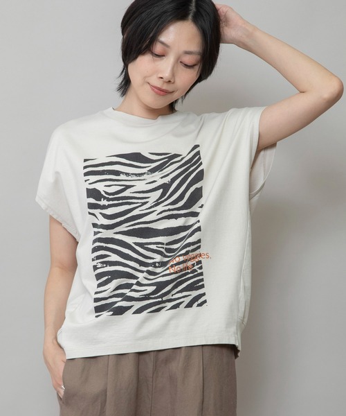 Munich（ミューニック）の「ゼブラプリントプルオーバー（Tシャツ/カットソー・レディース・カーキ/ライトベージュ/ライトグリーン/ホワイト・FREE）」の15枚目の写真