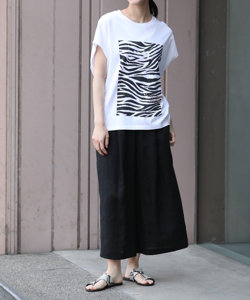 Munich（ミューニック）の「ゼブラプリントプルオーバー（Tシャツ/カットソー・レディース・カーキ/ライトベージュ/ライトグリーン/ホワイト・FREE）」の17枚目の写真