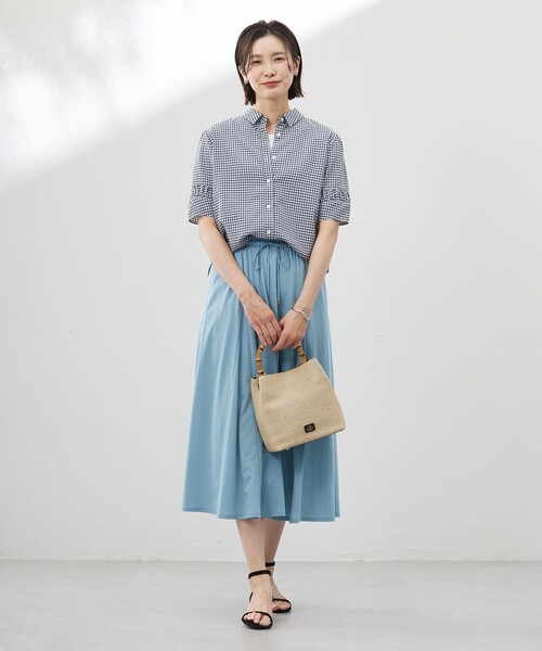 J.PRESS(ジェイプレス)の「【洗える】アセVisギンガム シャツ ブラウス(シャツ/ブラウス・レディース・ネイビー系3/グレー系3/ふじ色系3・T15/T13)」の7枚目の写真