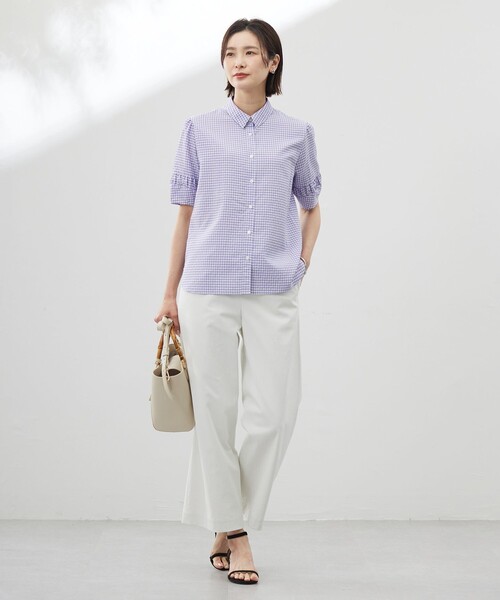 J.PRESS(ジェイプレス)の「【洗える】アセVisギンガム シャツ ブラウス(シャツ/ブラウス・レディース・ネイビー系3/グレー系3/ふじ色系3・T15/T13)」の8枚目の写真