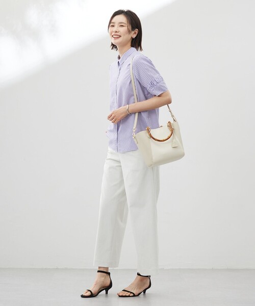 J.PRESS(ジェイプレス)の「【洗える】アセVisギンガム シャツ ブラウス(シャツ/ブラウス・レディース・ネイビー系3/グレー系3/ふじ色系3・T15/T13)」の9枚目の写真