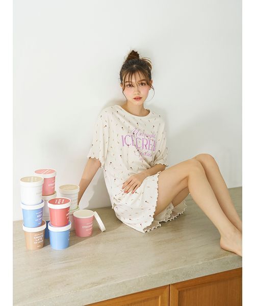 大人気!! gelato pique アイス柄プリントワッフルショートパンツ gelato pique パジャマ ルームウェア 「接触冷感」アイス柄