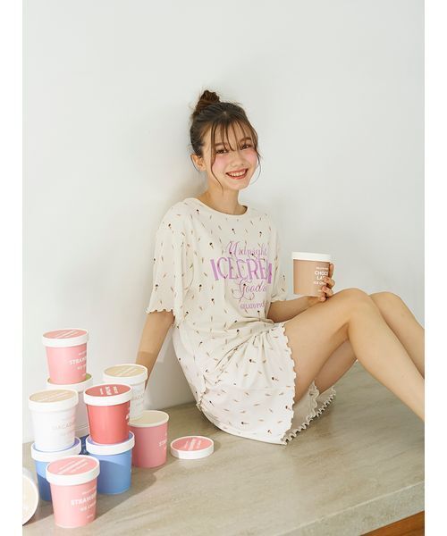gelato pique 接触冷感 プレイフルアイス柄Tシャツ ショートパンツ ジェラートピケ gelato pique 【ラッピング済み】【接触冷感