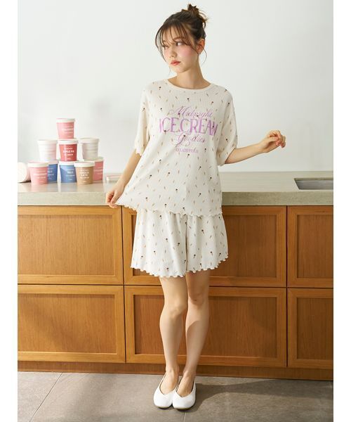 セール】【接触冷感】アイス柄ワッフルショートパンツ（ルーム