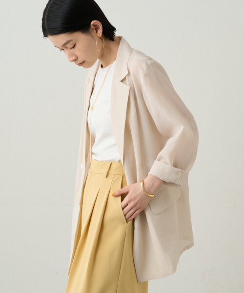 LOUNGEDRESS ラウンジドレス　リネンライクシアージャケット　ベージュ セール】リネンライクシアージャケット（テーラードジャケット