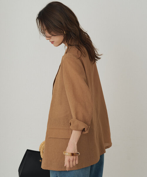 LOUNGEDRESS ラウンジドレス リネンジャケット新品BROWN LOUNGEDRESS(ラウンジドレス)の「リネンライクシアー