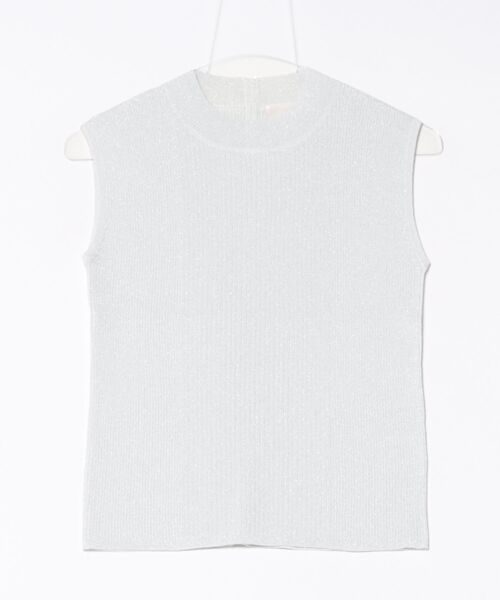 12Twelve Agenda(トゥエルブ アジェンダ)の「プチハイネックノースリーブラメリブニットプルオーバー(ニット/セーター・レディース・オフホワイト/グレー/ブラック/チャコールグレー/サックスブルー・M)」の2枚目の写真