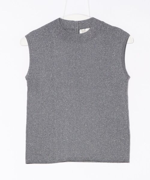 12Twelve Agenda(トゥエルブ アジェンダ)の「プチハイネックノースリーブラメリブニットプルオーバー(ニット/セーター・レディース・オフホワイト/グレー/ブラック/チャコールグレー/サックスブルー・M)」の3枚目の写真