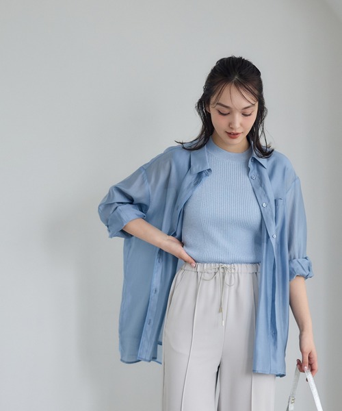 12Twelve Agenda(トゥエルブ アジェンダ)の「プチハイネックノースリーブラメリブニットプルオーバー(ニット/セーター・レディース・オフホワイト/グレー/ブラック/チャコールグレー/サックスブルー・M)」の10枚目の写真