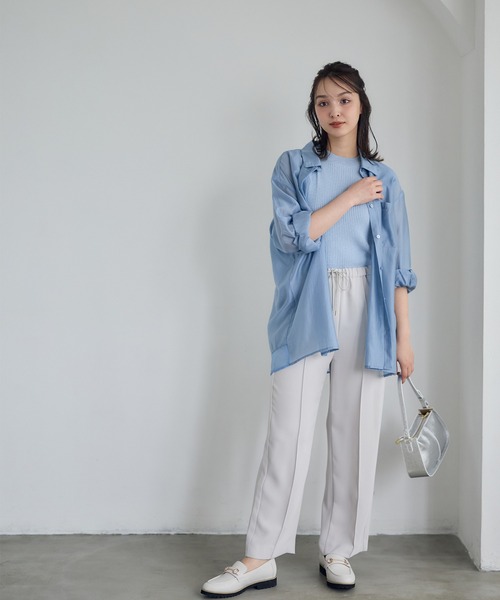 12Twelve Agenda(トゥエルブ アジェンダ)の「プチハイネックノースリーブラメリブニットプルオーバー(ニット/セーター・レディース・オフホワイト/グレー/ブラック/チャコールグレー/サックスブルー・M)」の9枚目の写真