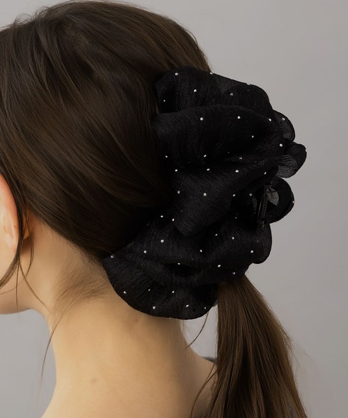 セール】【LA MUE】シフォンドットバンスクリップ（バレッタ/ヘア