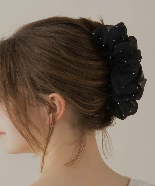LA MUe(ラミュー)の「【LA MUE】シフォンドットバンスクリップ(バレッタ/ヘアクリップ・レディース・ブラック/アイボリー・FREE)」の18枚目の写真