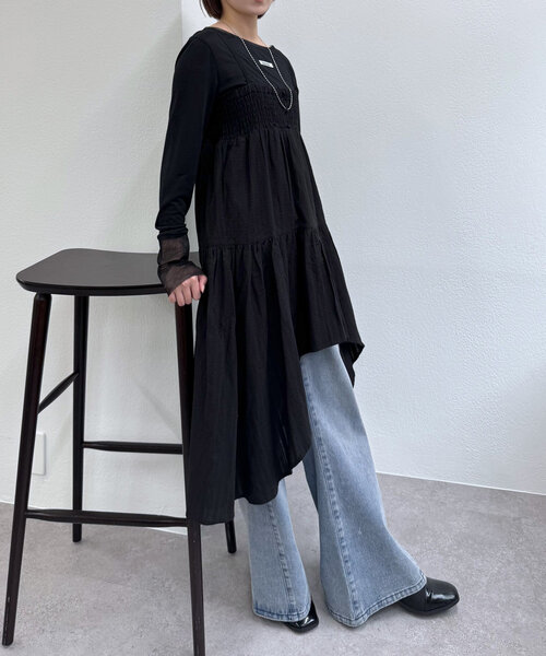 mline（エムライン）の「[mline]コットンレースヘムキャミワンピース（ワンピース・レディース・ブラック/オフホワイト・FREE）」の11枚目の写真