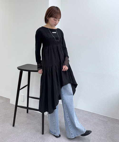 mline（エムライン）の「[mline]コットンレースヘムキャミワンピース（ワンピース・レディース・ブラック/オフホワイト・FREE）」の12枚目の写真