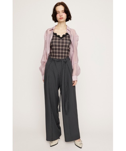 SLY（スライ）の「CENTER TAPE TUCKED TROUSERS センター テープ タックド トラウザー（スラックス・レディース・マルチ/杢グレー・1/2）」の3枚目の写真