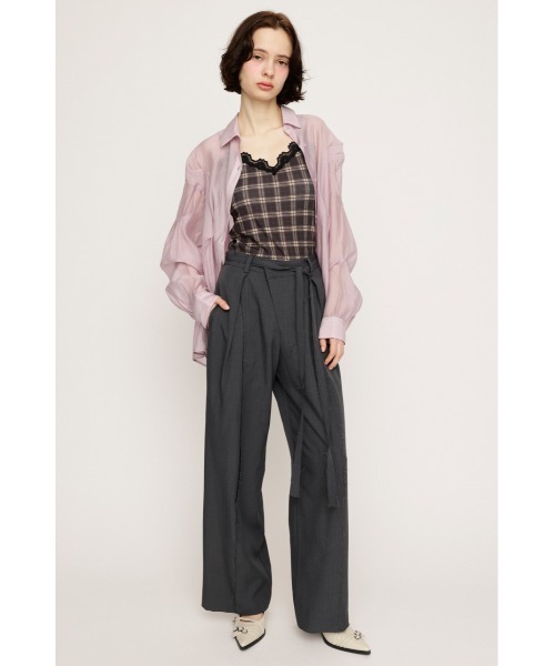 SLY（スライ）の「CENTER TAPE TUCKED TROUSERS センター テープ タックド トラウザー（スラックス・レディース・マルチ/杢グレー・1/2）」の4枚目の写真