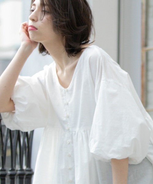 OPAQUE.CLIP（オペークドットクリップ）の「バルーン袖スカラップ刺繍レースチュニック（シャツ/ブラウス・レディース・ブラック/ブラウン系その他/レッド系1/ホワイト/ピンク系/ブルー系その他・00）」の11枚目の写真