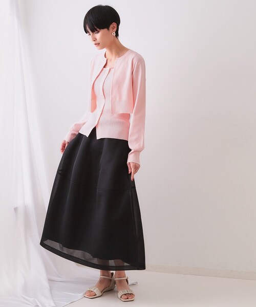 OPAQUE.CLIP（オペークドットクリップ）の「《美人百花掲載》ショートカーディガン×リブキャミソール【洗濯機洗い可/抗ピル】（その他トップス・レディース・ピンク/ブラック/ライトベージュ・00）」の6枚目の写真