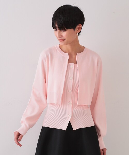 OPAQUE.CLIP（オペークドットクリップ）の「《美人百花掲載》ショートカーディガン×リブキャミソール【洗濯機洗い可/抗ピル】（その他トップス・レディース・ピンク/ブラック/ライトベージュ・00）」の10枚目の写真