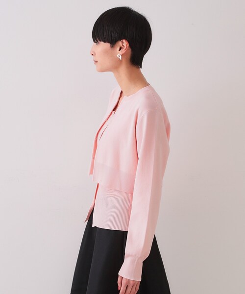 OPAQUE.CLIP（オペークドットクリップ）の「《美人百花掲載》ショートカーディガン×リブキャミソール【洗濯機洗い可/抗ピル】（その他トップス・レディース・ピンク/ブラック/ライトベージュ・00）」の11枚目の写真