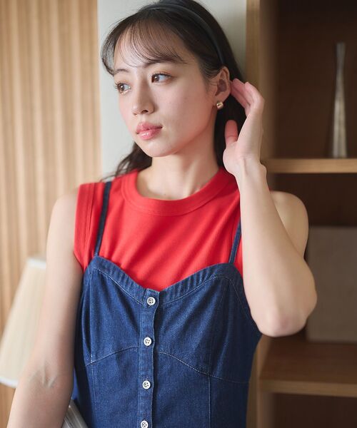 earth music&ecology（アースミュージックアンドエコロジー）の「フロントボタンデニムキャミドレ（ワンピース・レディース・ライトインディゴブルー/インディゴブルー・FREE）」の18枚目の写真