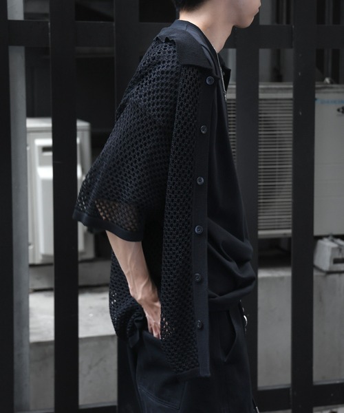ILL'S（イルズ）の「ワンポイント刺繍 メッシュニットシャツ（シャツ/ブラウス・メンズ・グレー/ブラック/ホワイト・L/M）」の15枚目の写真