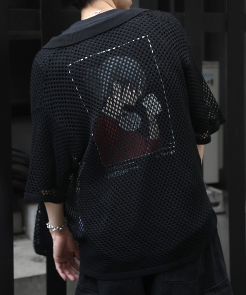 ILL'S（イルズ）の「ワンポイント刺繍 メッシュニットシャツ（シャツ/ブラウス・メンズ・グレー/ブラック/ホワイト・L/M）」の19枚目の写真