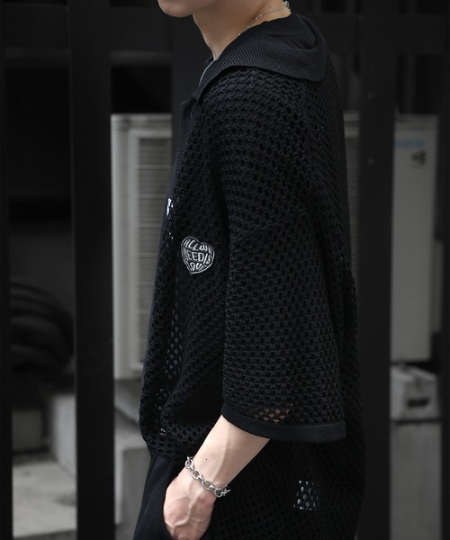 ILL'S（イルズ）の「ワンポイント刺繍 メッシュニットシャツ（シャツ/ブラウス・メンズ・グレー/ブラック/ホワイト・L/M）」の17枚目の写真