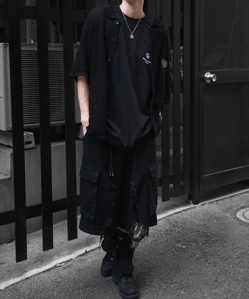 ILL'S（イルズ）の「ワンポイント刺繍 メッシュニットシャツ（シャツ/ブラウス・メンズ・グレー/ブラック/ホワイト・L/M）」の22枚目の写真