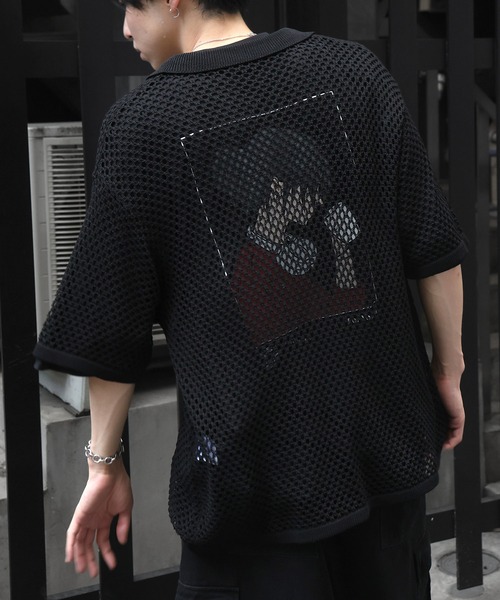 ILL'S（イルズ）の「ワンポイント刺繍 メッシュニットシャツ（シャツ/ブラウス・メンズ・グレー/ブラック/ホワイト・L/M）」の18枚目の写真