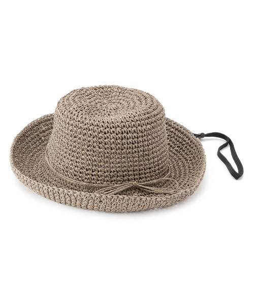 SHOO・LA・RUE(シューラルー)の「雑材こま編みハット【サイズ調整/あご紐付き】(ハット・レディース・グレー/ダークブラウン/ライトベージュ・00)」の2枚目の写真