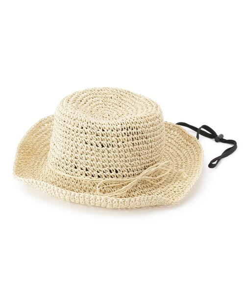 SHOO・LA・RUE(シューラルー)の「雑材こま編みハット【サイズ調整/あご紐付き】(ハット・レディース・グレー/ダークブラウン/ライトベージュ・00)」の10枚目の写真