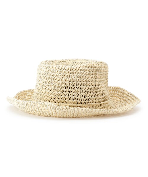 SHOO・LA・RUE(シューラルー)の「雑材こま編みハット【サイズ調整/あご紐付き】(ハット・レディース・グレー/ダークブラウン/ライトベージュ・00)」の4枚目の写真