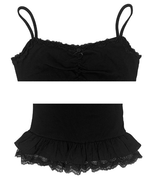 anyonemore（エニワンモア）の「裾レースフリルキャミソール+リボンボレロ風カーディガンセット（カーディガン/ボレロ・レディース・アイボリー/ブラック・FREE）」の22枚目の写真