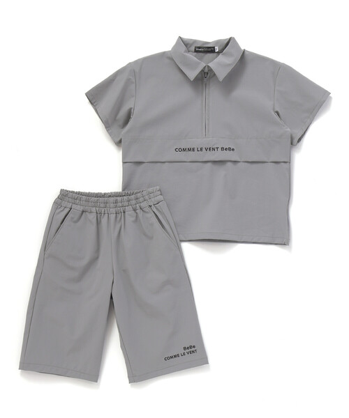BeBe（ベベ）の「ストレッチナイロンシャツ+ハーフパンツセットアップ(100~150cm)（セットアップ・キッズ・ネイビー/グレー・150cm/130cm/140cm/120cm）」の10枚目の写真
