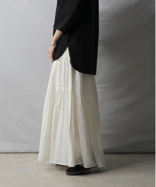 Right-on（ライトオン）の「【インド刺繍】ティアードスカート（スカート・レディース・グリーン/イエロー/オフホワイト/ブラック・M/L）」の5枚目の写真