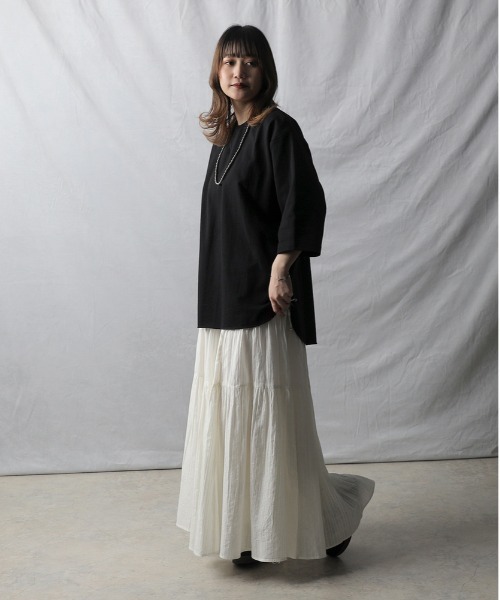 Right-on（ライトオン）の「【インド刺繍】ティアードスカート（スカート・レディース・グリーン/イエロー/オフホワイト/ブラック・M/L）」の6枚目の写真