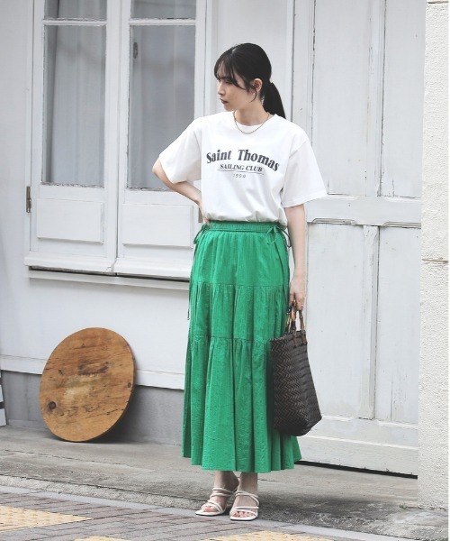 Right-on（ライトオン）の「【インド刺繍】ティアードスカート（スカート・レディース・グリーン/イエロー/オフホワイト/ブラック・M/L）」の10枚目の写真