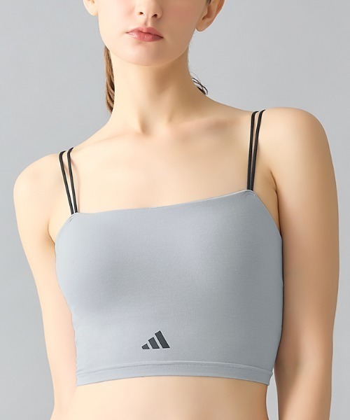 adidas（アディダス）の「adidas/アディダス ミニブラキャミ 吸汗速乾（スポーツブラ・レディース・ブラック/グレー系その他/ブラウン・MEDIUM/LARGE）」の2枚目の写真