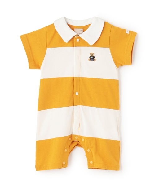 petit main(プティマイン)の「切替ラガーカバーオール(ロンパース・キッズ・グリーン/ネイビー/イエロー・80cm/70cm)」の3枚目の写真