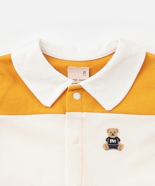 petit main(プティマイン)の「切替ラガーカバーオール(ロンパース・キッズ・グリーン/ネイビー/イエロー・80cm/70cm)」の5枚目の写真