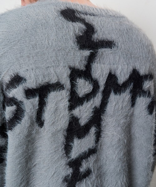 STUD MUFFIN（スタッドマフィン）の「mn3119- ナイロンフェザーヤーン ビックロゴクロスインターシャシャギープルオーバー（ニット/セーター・メンズ・ベージュ/ブラック/ミックスグレー・2/3/4）」の8枚目の写真