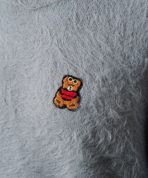 STUD MUFFIN（スタッドマフィン）の「mn3119- ナイロンフェザーヤーン ビックロゴクロスインターシャシャギープルオーバー（ニット/セーター・メンズ・ベージュ/ブラック/ミックスグレー・2/3/4）」の9枚目の写真