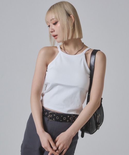 ENVYM（アンビー）の「カップインバックジップタンク（タンクトップ・レディース・ブラック/ホワイト/ブラウン・FREE）」の4枚目の写真