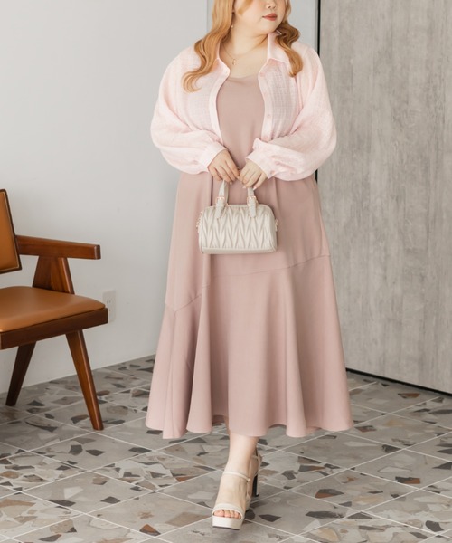 CLETTE(クレット)の「レースシャツセットワンピース(ワンピース・レディース・ベージュ/チャコールグレー/ピンク・LL/4L/3L)」の13枚目の写真
