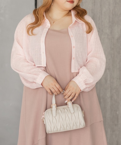 CLETTE(クレット)の「レースシャツセットワンピース(ワンピース・レディース・ベージュ/チャコールグレー/ピンク・LL/4L/3L)」の15枚目の写真