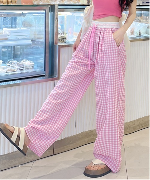 NiiNa(ニーナ)の「【 NiiNa / ニーナ 】ハイウェストルーズチェックパンツ(その他パンツ・レディース・ブラック/ピンク/ブルー・LARGE/MEDIUM/SMALL)」の3枚目の写真