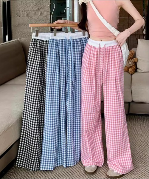 NiiNa(ニーナ)の「【 NiiNa / ニーナ 】ハイウェストルーズチェックパンツ(その他パンツ・レディース・ブラック/ピンク/ブルー・LARGE/MEDIUM/SMALL)」の8枚目の写真